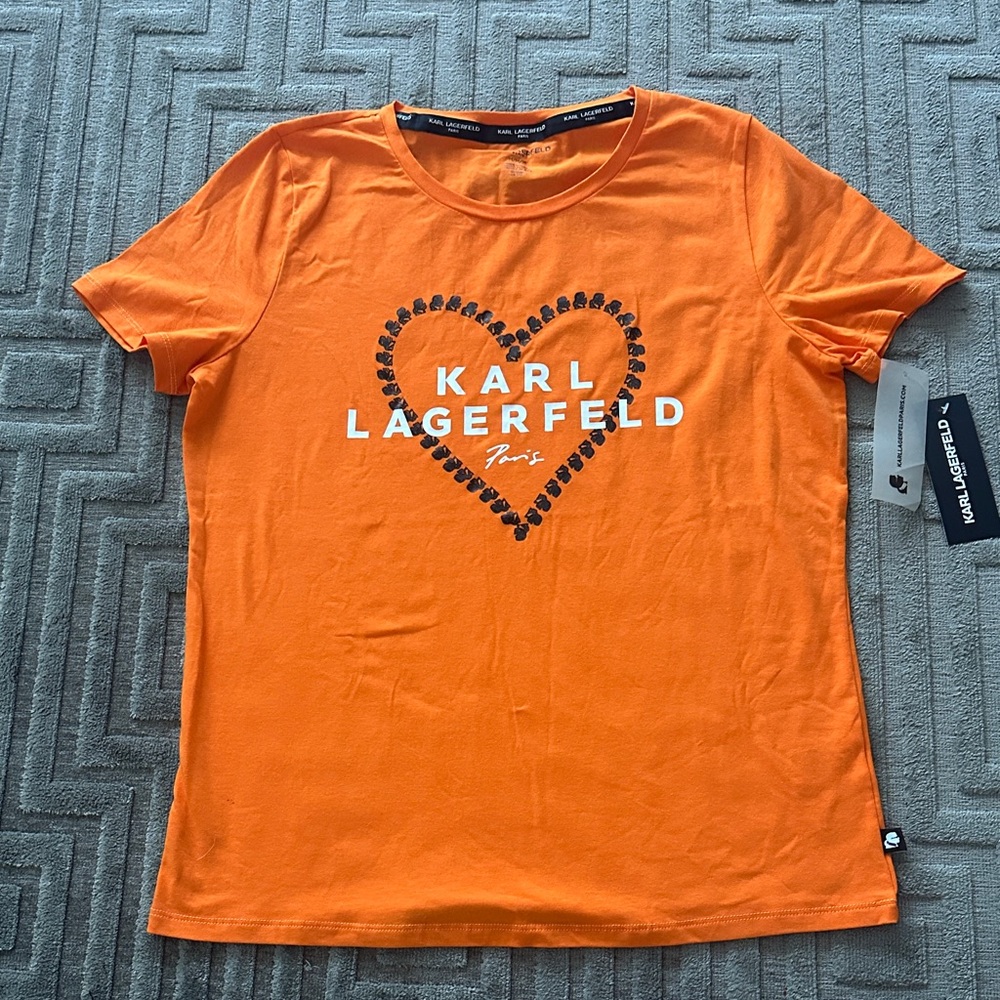 BNNW Karl Lagerfeld Vibrant Orange Tee with Heart Design🧡🧡🧡